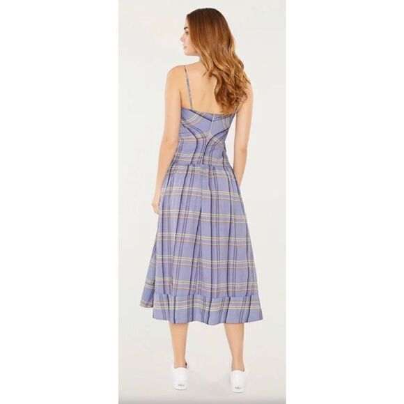 Cinq a Sept 5a7 Loise Purple Plaid MIDI Dress NWT Size 0 - Picture 2 of 10
